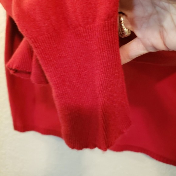 Vila Milani Women's Size Medium Red Wool Blend Rhinestones Pullover Sweater - Picture 5 of 8